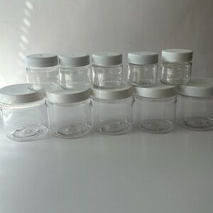 Clear plastic storage jar white lids for craft or kitchen organization set of 25